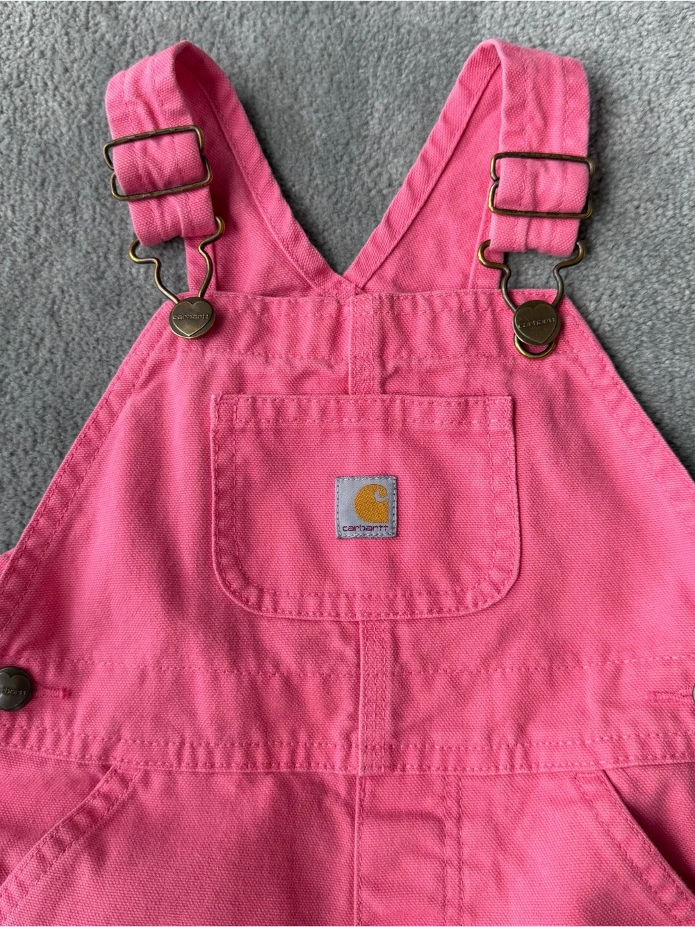 Carhartt Pink Cotton Kids Classic Overalls with Front Pocket